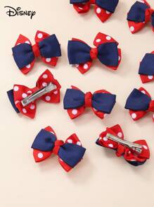 Disney 6 piezas de pinzas para el cabello con lazo a lunares rojos de Disney para niños, accesorios de pelo lindos de princesa, pinzas para flequillo de niña pequeña para uso diario