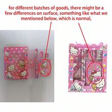 Sanrio 6pcs/8pcs/14pcs/1Set Hello Kittys Cartoon Ruler Pencil Sharpener Eraser Notebook Set Creative Drawing Office Supplies Kitty Cat Stationery Kit Gifts (Some Parts May Be Random)(The Package Design Is Random)