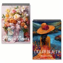 Two Adult Coloring Books With 54 Exquisite Patterns, Unique Design, Spiral Binding, Single-Sided Printing, 11.2 X 8.2 Inches, Different Themes, Suitable For Friend Gatherings, Family Dinners, Birthday Gifts, Christmas Gifts, New Year Gifts, Christmas Gifts, Anniversary Gifts,Back To School,School Supplies