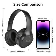 سماعات رأس لاسلكية قابلة للطي بتغطية كاملة للأذن، صوت عالي الجودة مع جودة صوت عميقة، عمر بطارية طويل للغاية، هدية مناسبة وتصنيف الأكثر مبيعًا، متوافقة مع الهواتف الذكية، مزودة بميكروفون، انخفاض في زمن التأخير