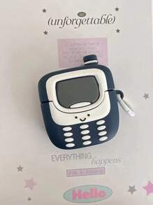 Retro 3D Lustig Vintage Festnetz-Telefon Design Schockfeste Silikon Bluetooth Kopfhörer Schutzhülle Kompatibel mit iPhone 1/2/3/4