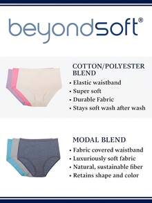 Ropa interior Beyondsoft para mujeres de Fruit of Loom (tallas regulares y grandes), hipster-modal-paquete de 6 colores surtidos, - 1 - Ver 4