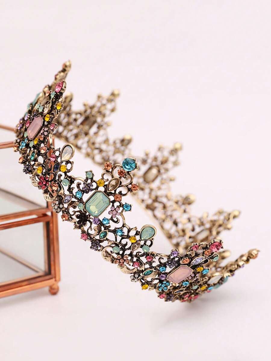 水钻装饰彩色新娘皇冠派对头饰新娘发饰情人节配饰 - 彩色 - 查看 1