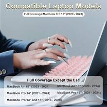 Keyboard Cover For Long Nails, 3D Raised Silicone Keyboard Cover Laptop Typing, Long Nails Art Keyboard-Cover, Compatible With Mac-Book Pro/Air 13"/14"/15"/16" 2021-2024, Pink/Green - ANSI Layout (US Version) - View 3