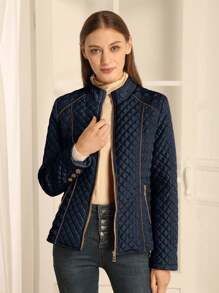 Giolshon Women's Casual Hooded Down Jacket, With Pockets, Lightweight Quilted Coat, Suitable For Spring, Autumn And Winter Daily Wear