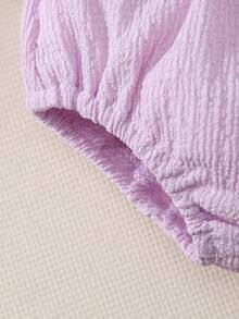 Summer Baby Girls White Lace Solid Color Bloomer Shorts - Purple - View 6