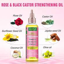 GOIPLE 7pcs Hair Care Set Edge Control Long-Lasting Hold Tames Frizz Rose & Black Castor Oil Nourishes Scalp Strengthens Hair Satin Bonnet Protects Hair Overnight Combs Brushes For Gentle Detangling Bands For Secure Styling For Daily Hair Nourishment & Styling Women With Curly Wavy Coily Hair - Bộ 7 món hoa sen hồng - Xem 2