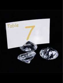 5 piezas de soportes para tarjetas, números de mesa, tarjetas con nombre y soportes para exhibir fotos con cristales y brillantes - transparente - Ver 11