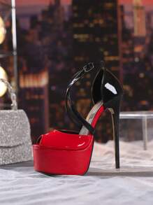 Women's Strappy Platform High Heel Sandals, 16cm Super High Thin Heels, Sexy Peep Toe, Waterproof, Nightclub Shoes