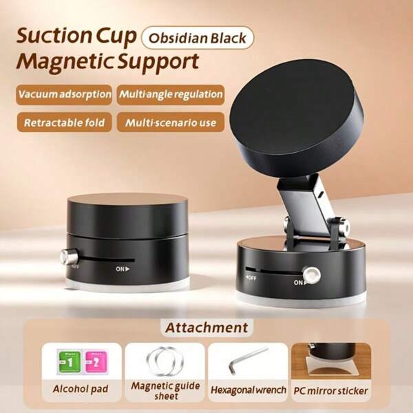 Vacuum Magnetic Suction Cup Folding Swivel Stand Double-Sided Suction Cup For Universal Vacuum Swivel Stand Mobile Phone Holder Compatible With IPhone, Android Phone, Gift For Birthday, Family, Friends Car Accessories, Car Phone Holder
