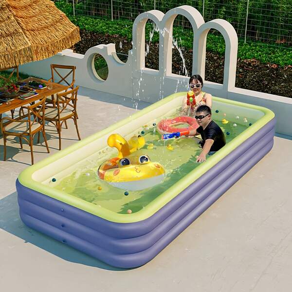 Thickened PVC Household Oversized Outdoor Inflatable Swimming Pool, Summer Courtyard Large-Sized Water Park Swimming Pool, Summer Portable Folding Large Adult Orange Green Swimming Pool