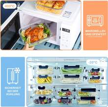 ERUIV Set Of 12 Glass Containers For Food Storage, Glass Storage Containers, Storage Containers For Kitchen And Restaurant With High-Quality Plastic Lids - Leak-Proof And Reusable (6 X 1040 + 6 X 370 Ml Containers) - 透明黑6x1040+6x370ml - 查看 6
