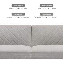Mopio 76.8" Futon Sofa Bed, Small Couch, Sleeper, Loveseat, Mid Century Modern Futon Couch, Sofa Cama, Couches For Living Room (Old Rosa Velvet) - Light Gray Fabric - View 6