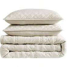 Blue Quilt King Size Bedding Sets With 2 Pillow Shams, Lightweight Soft Bedspread Coverlet, Quilted Blanket Thin Comforter Bed Cover All Season, 3 Pieces, 104x90 Inches, All - Season Bedding - 波西米亞小麥 - 查看 3