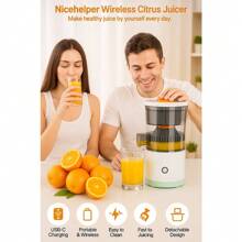 Electric Citrus Juicer Rechargeable Hands-Free Masticating Orange Lemon Squeezer