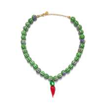 1 pieza Collar de Replica de ZAR con cuentas de vidrio rojas en forma de chile picante para primavera/verano
