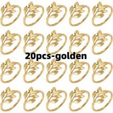 20 piezas de anillos reutilizables para servilletas de color dorado - con bordes lisos, fácil de limpiar, duraderos y versátiles - perfectos para bodas, fiestas, celebraciones, fiestas, decoración de mesa, Eid y otras ocasiones