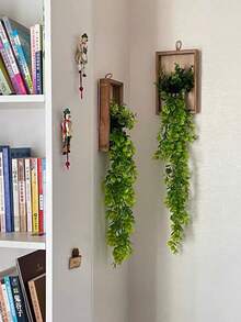 1 套壁挂雏菊花、人造桉树木框装饰、假植物悬挂装饰、粉红玫瑰盆栽、蝴蝶绿植墙面瑕疵隐藏吊坠、人造花藤蔓植物盆栽、圣诞节生日礼物、客厅卧室浴室花园家居装饰、秋季装饰、秋季