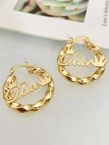 1 Set di gioielli personalizzati con nome, orecchini a cerchio con nome, collana personalizzata, ciondolo con targhetta in oro, gioielli fatti a mano, in acciaio inossidabile 18k, collana a doppio strato personalizzata, inclusa confezione regalo elegante, nero, argento, oro, elegante, colorato, vintage, semplice, unisex, casual, carino, personalizzato, unico, regalo ideale per lui, regalo ideale per lei, lei, ragazzo, ragazza, papà, mamma, famiglia, amici, per anniversari, per compleanni, per laurea, per il ballo, per feste, gioielli di moda personalizzati - Corona d'oro - Visualizzare 4