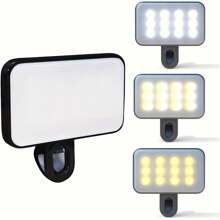 1 pieza Luz de Anillo LED Portátil con 3 Modos de Iluminación, Alimentada por Batería (Batería No Incluida), Compatible con iPhone 15/14/13/12/11 Pro Xs, A72/A71/A52/A51, Adecuada para Teléfonos Móviles, Cámaras, Videoconferencias, Alta Potencia, Ajustable, Sujección Frontal y Trasera