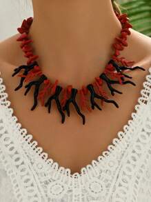 Collar con cuentas de coral rojo Ankola, de estilo festivo, versátil, ideal para señoras en vacaciones, la playa, fiestas diarias y el Año Nuevo