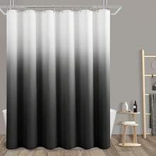 Black And White Shower Curtain, Black Ombre Geometric Men Bath Curtains For Bathroom, Masculine Shower Curtain, Durable And Machine Washable, 72 X 72 Inches, Black White And Gray - 黑色漸變 - 查看 1
