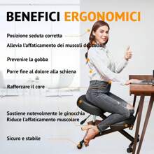 Sedia ergonomica per inginocchiarsi, più spessa e migliorata, sgabello per ginocchia regolabile, sedia per la correzione della postura, sedia ortopedica per inginocchiarsi, per casa e ufficio
