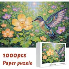 1000/500 pezzi Scatola regalo puzzle per adulti (70x50 cm), puzzle con colibrì e fiori, materiale resistente ai graffi. Adatto per decorare stanza o ufficio. Ideale per decorazioni per feste di compleanno, omaggi per la casa nuova, festa del papà, porta divertimento e piacere decorativo per appassionati di fai-da-te e decorazione della casa.