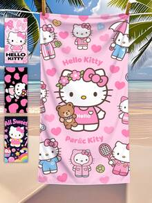 250gsm Super Soft Microfiber Quick Dry Beach Towel, Cute Cartoon Character Printed, Suitable For Beach, Yoga Mat, Sunscreen Shawl, Travel, Camping, Swimming, Picnic, 70*140cm - Multicolor - View 12