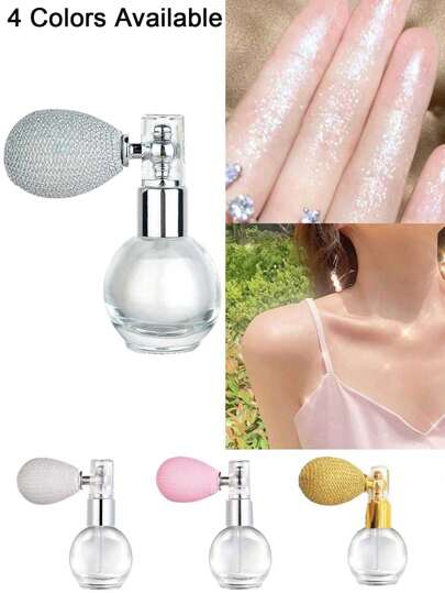 Spray iluminador em pó com glitter, brilho luminoso para rosto e corpo, maquiagem para palco, intensificador de beleza feminino com brilho para festivais de música, spray iluminador em pó em formato de estrela - sistema de cores mistas, glitter corporal para performance, festa e maquiagem com brilho