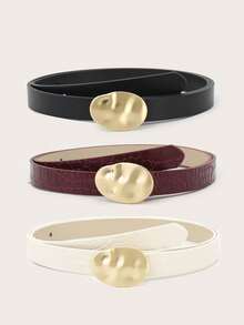 1 Stück asymmetrischer Schnallengürtel für Damen, neues Design in Schwarz und Burgunderrot mit Krokodillederprägung, modischer, vielseitiger Freizeitgürtel für Jeans, Kleider, geeignet für den täglichen Gebrauch - Verschiedenfarbig - Übersicht 12