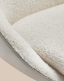 Chaise Réglable, Chaise de Coiffeuse, Fauteuil de Bureau Pivotant, Tabouret de Bar avec Dossier et Socle, en Acier, pour Bar, Bureau, Coiffeuse, Salle à Manger, Blanc Crème - Blanc Crème - Voir 7