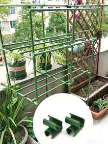 10/50Pcs Plant Support Trellis Connectors - Plastic Cross Buckle Climbing Pillar Accessories, High Firmness Durable With Link Stuts For Garden Frame Rod Grafting, Green Plant Trellis System, Trellis For Climbing Plants - Multicolor - View 7