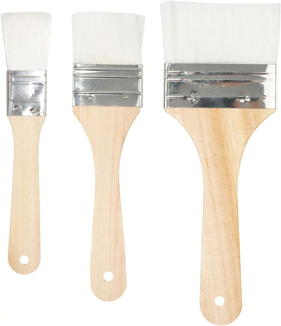 Set Of 3 Chip Paint Brushes With Synthetic Bristles Priming Painting, Varnishing, Wood, Walls, Painting - 1 - View 1
