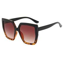 1 件超大方形时尚眼镜，复古豹纹，适合男女，度假和旅行 - 彩色 - 查看 6