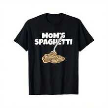 Camiseta con el diseño de "Mamá, salsa de carne enlatada, espagueti y albóndigas, Amor a la comida italiana" como regalo gourmet. Características de comodidad y diseño casual 100% algodón. Diseño divertido, manga corta, suave y transpirable, adecuada para todas las estaciones, deportes, Halloween y Navidad como regalo. - Negro - Ver 1