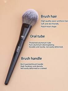 1pc 50# Powder Brush Contour Sculpting Setting Powder Brush Heart Synthetic Hair Face Bronzer Powder Blush Setting Makeup Tools,Foundation Brush,Concealer Brush,Blush Brush,Contour Brush,Blush Brush,Bronzer Brush,Powder Brush,Foundation Brush,Blush Brush,Giveaways - Black - View 7