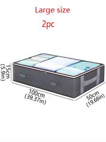 1pc/2pcs Foldable Under Bed Storage Boxes, Classic Fabric Organizer Boxes, Large Capacity For Storing Blankets, Towels, Quilts, Sweaters, Pillows, Linens, Packaging Papers - Zippered Multi-Purpose Home & Room Storage, Under Bed Storage