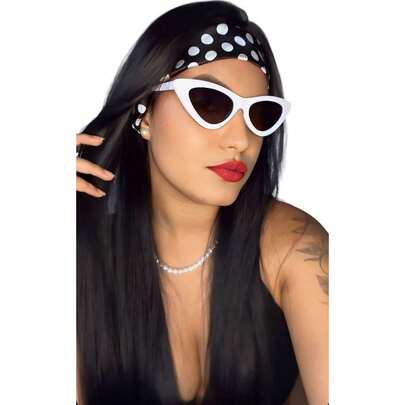 Kit Luxo Anos 50 e 60 Lenço Óculos Colar e Brinco Acessório Fantasia Cosplay