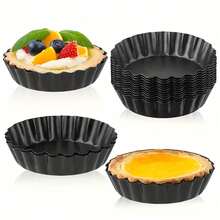 5pcs/10pcs, Mini Tower Pan Set, Removable Bottom Egg Tart Mold, Non-Stick Egg Custard Pan, Pie Mold, Suitable For Home Baking - Multicolor - View 2
