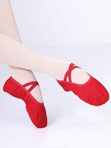 Daydance Women Ballet Shoes Soft Sole Ballet Dance Slippers Practise Ballerina Shoes Dance Shoes - Red - View 3