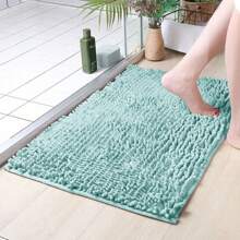 1pc Simple Solid Color Soft Chenille Non-Slip Bathroom Mat, Suitable For Bathroom, Toilet, Bedroom, Kitchen & Other Home Decoration