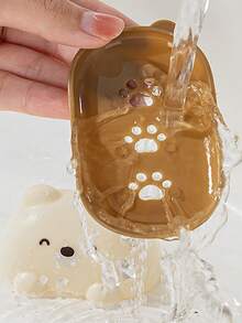 1pc Cute Bear Design Soap Box, Daily Outdoor Travel Drainage Soap Holder Container, New Model Sealed Soap Case, Essential Living Supplies For Trips