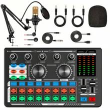 Podcast Equipment Bundle,Recording Studio Package With Voice Changer, Live Sound Card - Audio Interface For Laptop Computer Vlog Living Broadcast Live Streaming