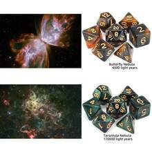 7-częściowy zestaw dwukolorowych, wielostronnych kostek do gry Starry Sky – kreskówkowy, marzycielski. Idealny do gier planszowych i interaktywnych. Zestaw kostek, akcesorium do gier planszowych, zabawka antystresowa – 2025 must-have dla graczy! Prezent urodzinowy, świąteczny, na Halloween, idealny prezent, artykuły papiernicze, piłeczka antystresowa - Wielokolorowe - Zobacz 7