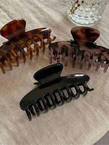 1 szt./3 szt. Spinki do włosów w stylu vintage, modne, geometryczne, wklęsłe spinki z nadrukiem w panterkę dla kobiet, duży rozmiar, odpowiednie do prysznica/mycia włosów, modne akcesoria do włosów, eleganckie spinki do włosów, jesienno-zimowe, na wakacje, damskie - Wielokolorowe - Zobacz 3