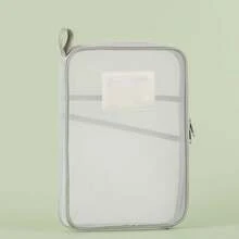 Bolsa de almacenamiento de papelería A4, bolsa de malla de doble capa con cremallera, organizador de gran capacidad, carpetas, útiles escolares y de oficina, bolsa de papelería - Verde - Ver 15