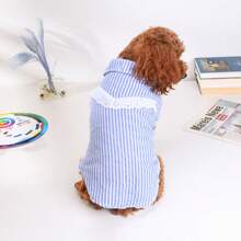 1pc Adorable Pet Dog Striped Shirt, Fashionable & Cute INS Style Teddy Shirt, Washable No-Pilling Fabric