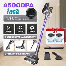 INSE Cordless Vacuum Cleaner | 45,000Pa | 6-In-1 Telescopic Wand Design | Brushless Motor | 1.3L Dust Bin | 50 Minutes Runtime | Stick Vacuum | Upright Vacuum With Large Removable 2500mAh Battery | Quiet | Rechargeable, Carpets, Hard Floors, Desks, Curtains, Corners, Pet Hair, Cars, Stairs - 查看 1