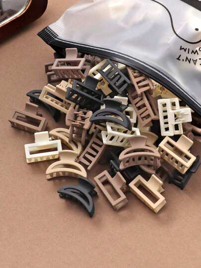 10/20pcs Plumeria Embellished Hair Claw Clips For Thick Hair,Anti-Slip Hairpin For Women, Cute & Strong Hair Accessory, Suitable For Curly Voluminous Hair In Matte Coffee Colors Elegant(Hair Clip Only, Storage Bag Not Included) Back To School Hair Accessories